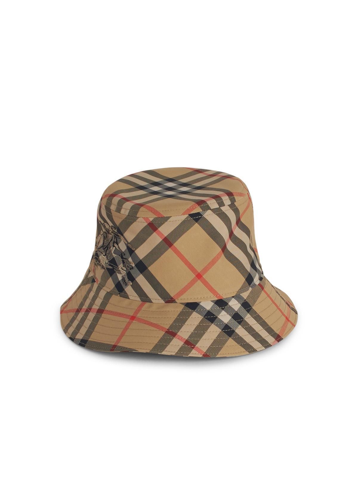 ハット Burberry Check' Beige Cotton Hat Explore a Burberry Beige Cotton Check Print Baseball Hat - M