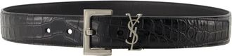 Saint Laurent Cassandre Belt - Heren - Riemen - Zwart - 65 CM - Leer - Accessoires