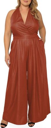Standards & Practices London Sleeveless Wide Leg Jumpsuit in Brown at Nordstrom, Size 2X