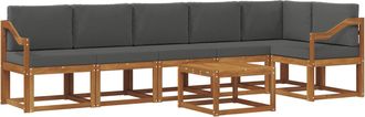 vidaXL Conjunto De Sof&aacute;s De Exterior 7 Uds. Natural Y Antracita Vidaxl