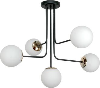 OEM L&aacute;mpara De Techo, Negra Cl&aacute;sica, Pantallas De Bolas De Cristal Blancas, 15-431 Karina