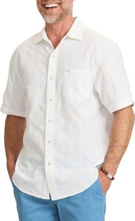 Tommy Bahama Nova Wave Short Sleeve Stretch Seersucker Button-Up Shirt in White at Nordstrom, Size 2Xlt
