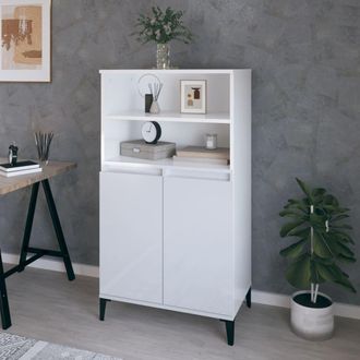 vidaXL Aparador Alto Madera Contrachapada Blanco Brillo 60x36x110 Cm Vidaxl