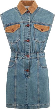 Philosophy di Lorenzo Serafini Mouwloze denim jurk - Dames - Korte kleedjes - Blauw - M - Denim - Kleedjes
