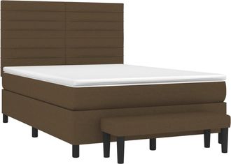 vidaXL Vidaxl - Cama Box Spring Con Colch&oacute;n Tela Marr&oacute;n Oscuro 140x190 Cm