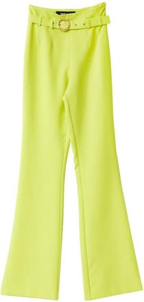 Just Cavalli High Waist Flared Broek - Dames - Wijde Broeken - Groen - M - Polyester - Broeken