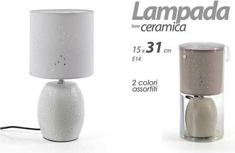 Trade Shop Trade Shop Traesio - Trade Shop - Lampada Lumetto Abat-jour 15x31cm Da Tavolo E14 Base In Ceramica 2 Colori 806032