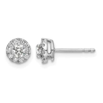 Diamond2Deal 14K White Gold 1/2 ct Lab Grown Diamond Round Halo Stud Earrings VS Clarity, G-H Color