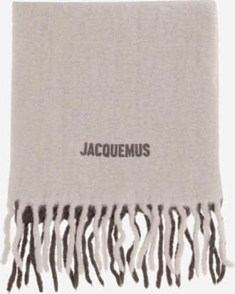 Jacquemus Beige Embroidered Logo Scarf