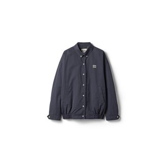 Miu Miu Old Poplin Blouson Jacket, Woman, Smoky Gray, Size 36