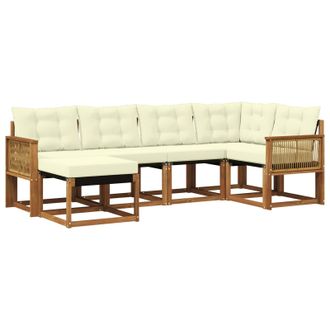 vidaXL Conjunto De Sof&aacute;s De Exterior Con Coj&iacute;n 6 Pcs Natural Y Crema Vidaxl