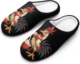 Generic Chicken Rooster Coffee Womens Slippers Winter Warm House Shoes Indoor Outdoor Hotel Slipper