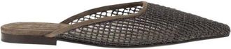 Brunello Cucinelli Mules Planas con Bordado Precioso en Red - Shoes - Mujer - Marr&oacute;n - 40 EU