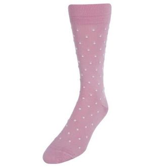 Trafalgar Store Leo Polka Dot Mercerized Cotton Mid-Calf Socks in Pink With White Dots at Nordstrom