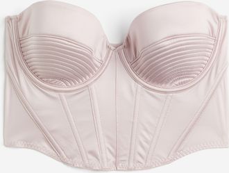 H&M Wattiertes Satinbustier - Pink