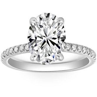 Pompeii3 3 1/2Ct Oval Diamond Engagement Accent Ring 14k White Gold Lab Grown
