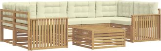 vidaXL Conjunto De Sof&aacute;s De Exterior 7 Uds. Blanco Y Crema Vidaxl