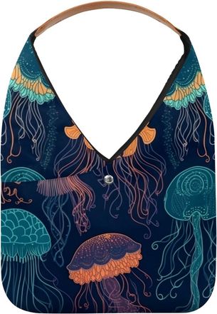 Generic Jellyfish Reusable Lightweight Grocery Bags - Foldable Into Compact Pouch, Washable & Sturdy, Multipurpose for Shopping and Travel