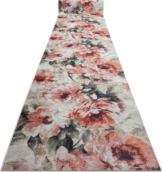 RugsX Passatoia Gommata Lotus Bouquet 52900 Fiori Beige / Rosa Lavabile 60cm Beige 60x860 Cm