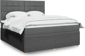 vidaXL Cama Box Spring Con Colch&oacute;n Tela Gris Oscuro 180x200 Cm Vidaxl