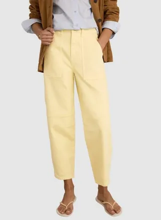 Baukjen Reece Stretch Barrel Leg Cargo Jeans in Butter Yellow at Nordstrom, Size 12