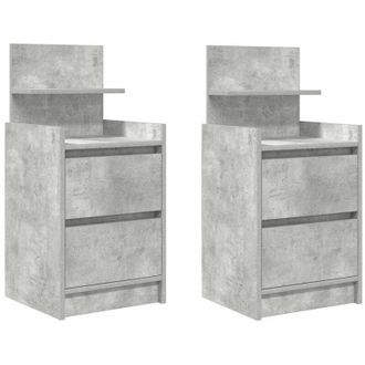 vidaXL vidaXL Comodini con 2 Cassetti 2 pz Grigio Cemento 38x34x80 cm