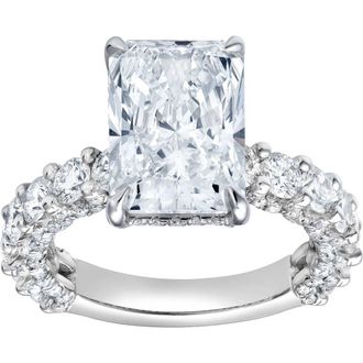LuvMyJewelry Maelis 14K Gold Radiant Lab Grown Diamond Hidden Halo Engagement Ring - 7.45 Cts in 14K White Gold at Nordstrom, Size 6