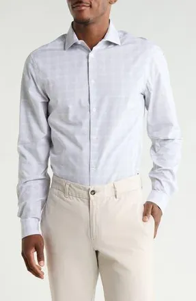 Calvin Klein Check Slim Fit Cotton Button-Up Shirt in Steel at Nordstrom Rack, Size 16.5 - 32/33