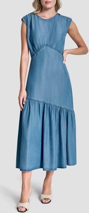 DKNY Shirred Chambray Midi Dress in Stream Wash at Nordstrom, Size X-Small