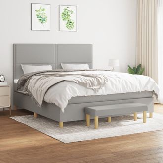 vidaXL Vidaxl - Cama Box Spring Con Colch&oacute;n Tela Gris Claro 180x200 Cm
