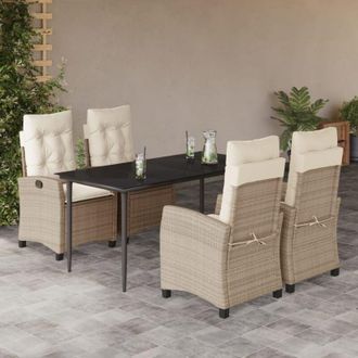 vidaXL Set Comedor De Jard&iacute;n 5 Pzas Con Cojines Rat&aacute;n Sint&eacute;tico Beige Vidaxl