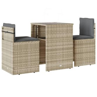vidaXL Set Da Bistr&ograve; 3 Pz Con Cuscini Grigio Chiaro In Polyrattan - Vidaxl