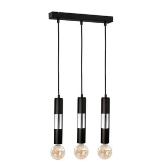 Netlighting Magnum Bar Pendant Ceiling Light Black Chrome 50cm 3x E27