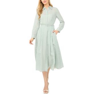 Ted Baker Lynn Vertical Stripe Button-Up Midi Shirtdress in Fairway at Nordstrom, Size 14