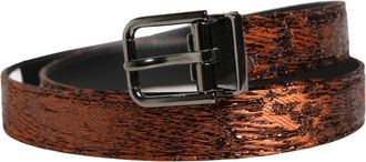 Dolce & Gabbana Men Brown Classic Polyester Metal Buckle Belt Me Calf Leather