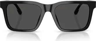 Emporio Armani 57mm Square Sunglasses in Shiny Black/dark Grey at Nordstrom