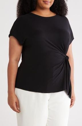 Nordstrom Rack Short Sleeve Tie Detail Top in Black at Nordstrom Rack, Size 2X