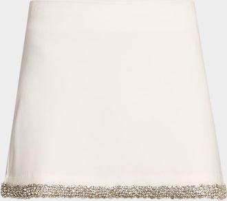 Alice & Olivia Rubi Embellished Satin Mini Skirt