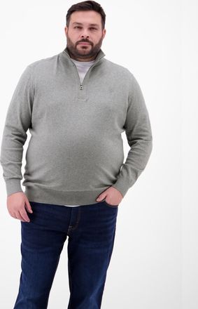 Lerros Strickpullover LERROS Flachstrick-Troyer in Grossen Gr&ouml;ssen, Herren, Gr. 6XL, platinum grau melange, 100% Baumwolle, ohne Ausschnitt, Pullover Strickp