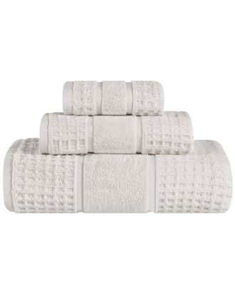 Superior 3Pc Zero Twist Cotton Waffle Honeycomb Plush Soft Absorbent Towel Set