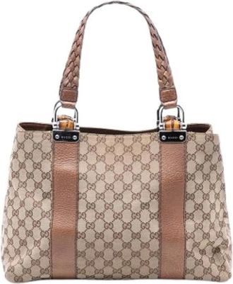 Gucci Pre-owned Handbags, female, Beige, Size: ONE SIZE Pre-owned Vintage Tote