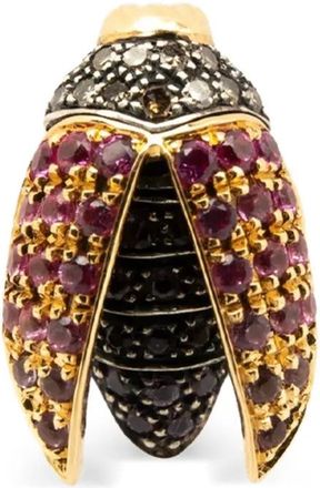 Bibi van der Velden Orecchino Mini Scarab in oro giallo 18kt con pietre - Rosa