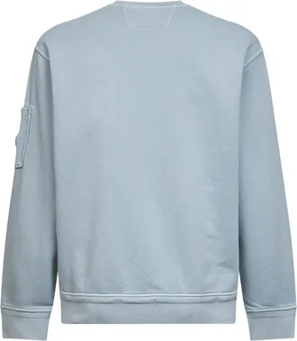 C.P. Company Mens Light Blue Diagonal Cotton Fleece Crewneck Sweatshirt Sweatshirts Sweater
