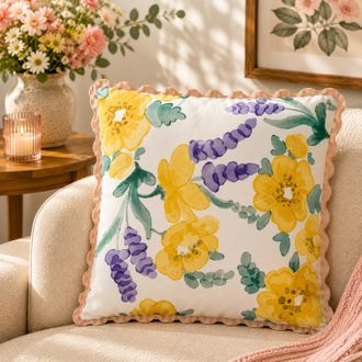 KASANOVA Cuscino divano 45x45 cm fiori gialli viola