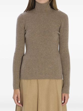 Max Mara ribbed high-neck sweater - women - Cashmere/Wool/Polyamide/Elastane - S - Neutrals