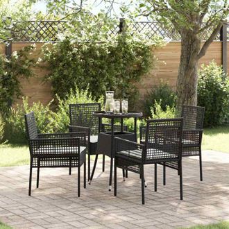 vidaXL Conjunto De Comedor De Jard&iacute;n 5 Pcs Negro Polirat&aacute;n Vidaxl