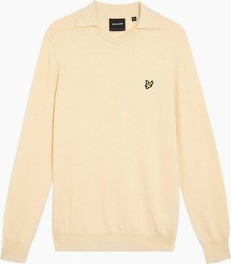 Lyle & Scott Lyle And Scott Mens Shirt Collar Long Sleeve Sweater - Tan - Size: 40