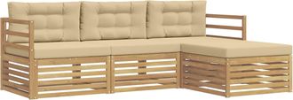 vidaXL Conjunto De Sof&aacute;s De Exterior 4 Uds. Y Beige Poli&eacute;ster Vidaxl