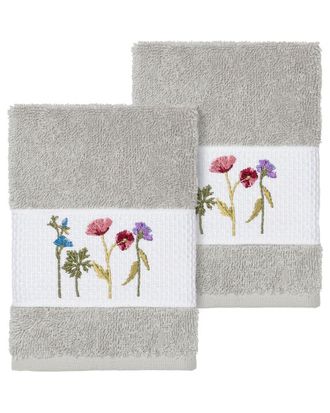 Linum Home Textiles Turkish Cotton Serenity 2Pc Embellished Washcloth Set
