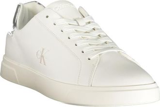 Calvin Klein Metallic-Accent Leather and Polyurethane Sneaker - White